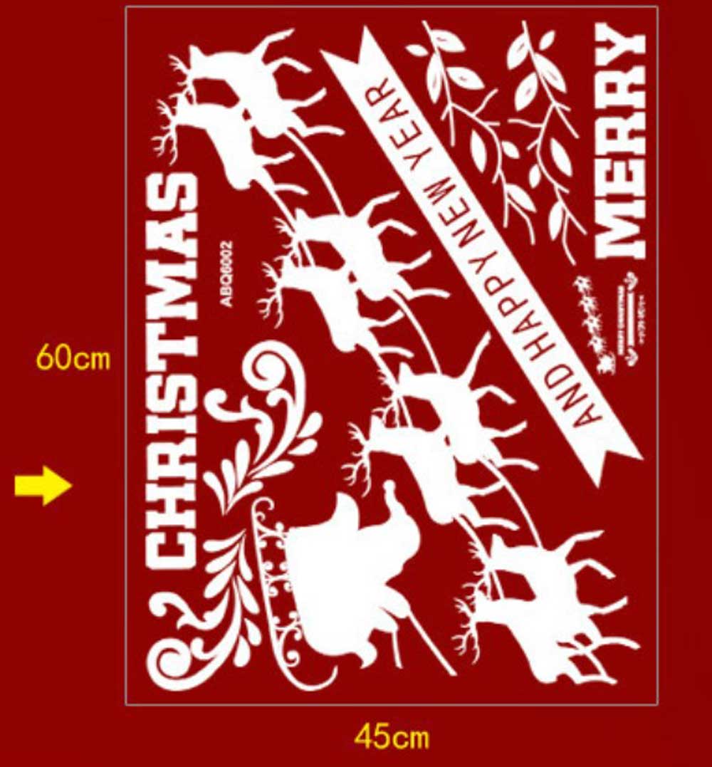 Decal trang trí Noel đoàn tuần lộc và chữ Merry christmas and happy new year