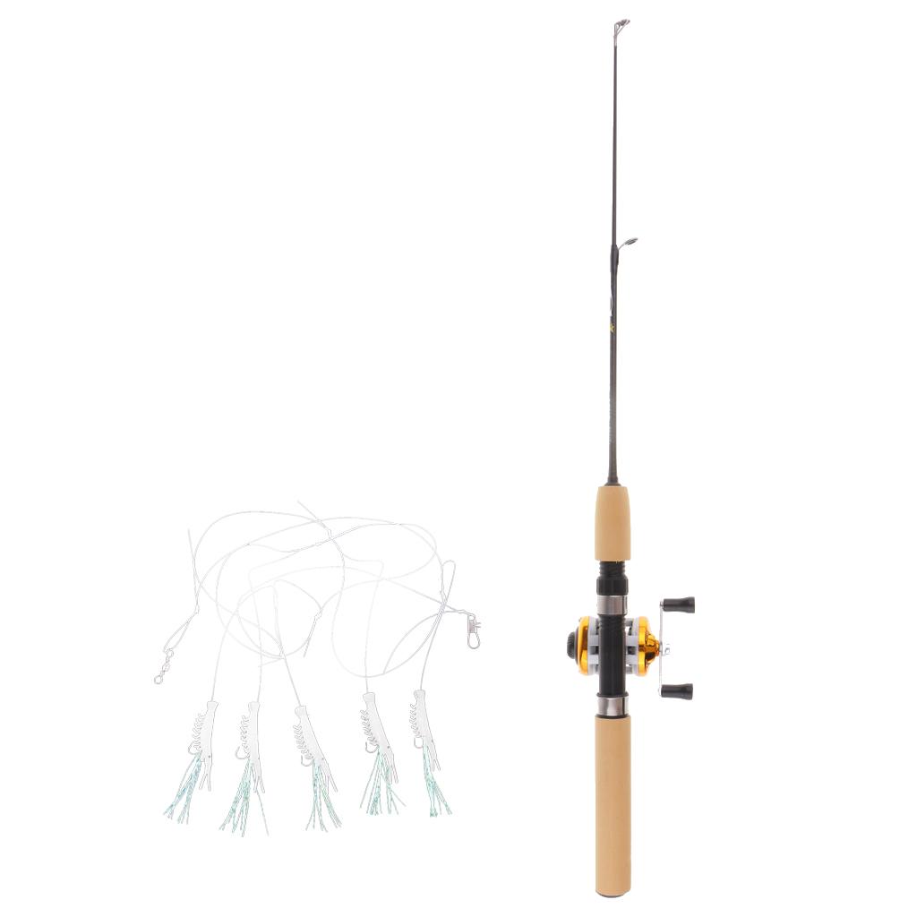 Mini Portable Telescopic Ice Fishing Rod Casting Pole+ Reel+100m Line Hook S
