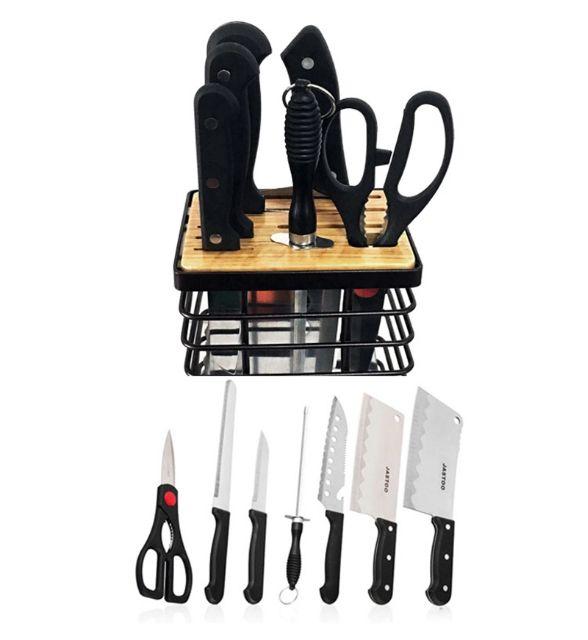 Kệ cắm dao thép mặt gỗ mã 0902