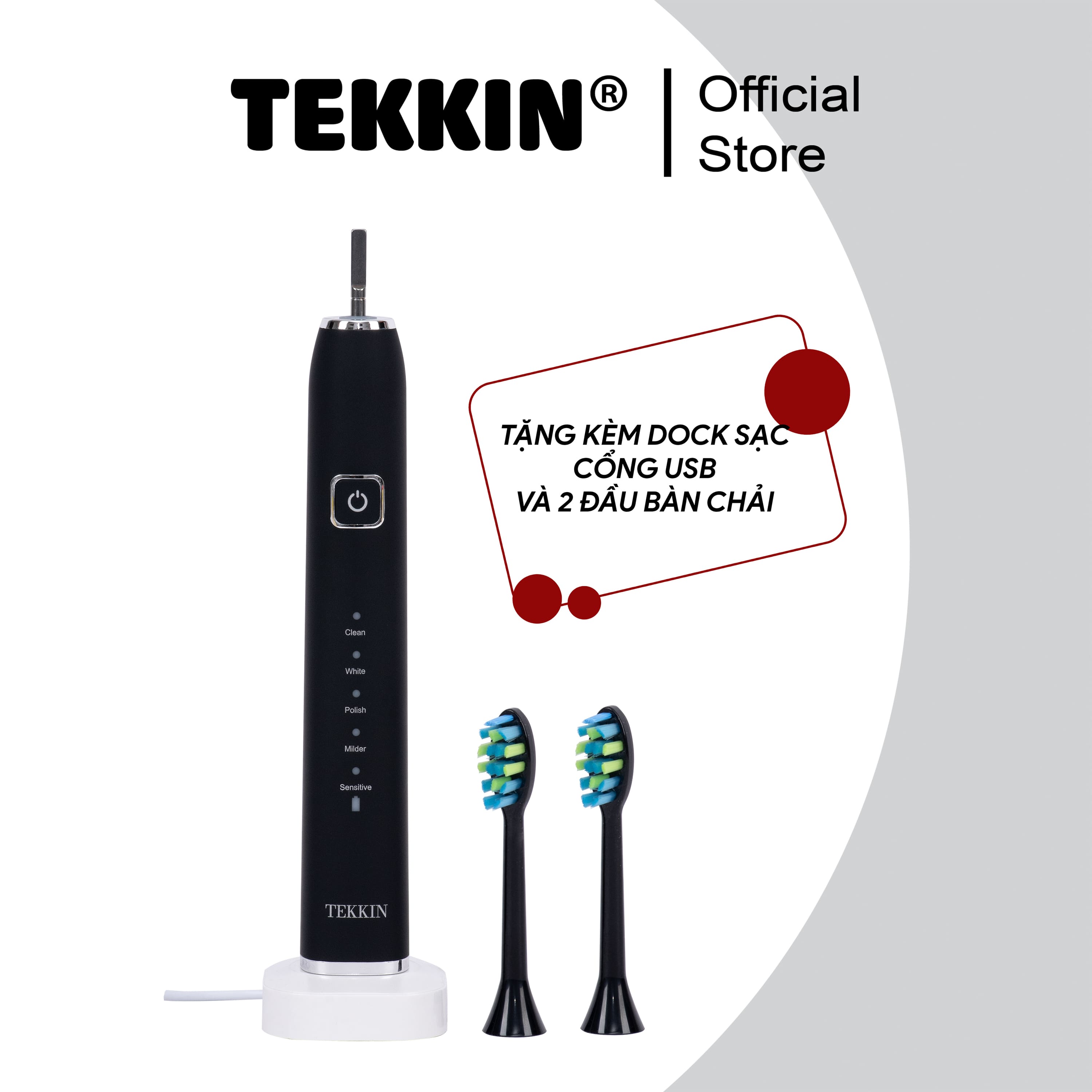 Bàn chải đánh răng điện TEKKIN SONIC TI-818 5 chế độ - Hàng chính hãng