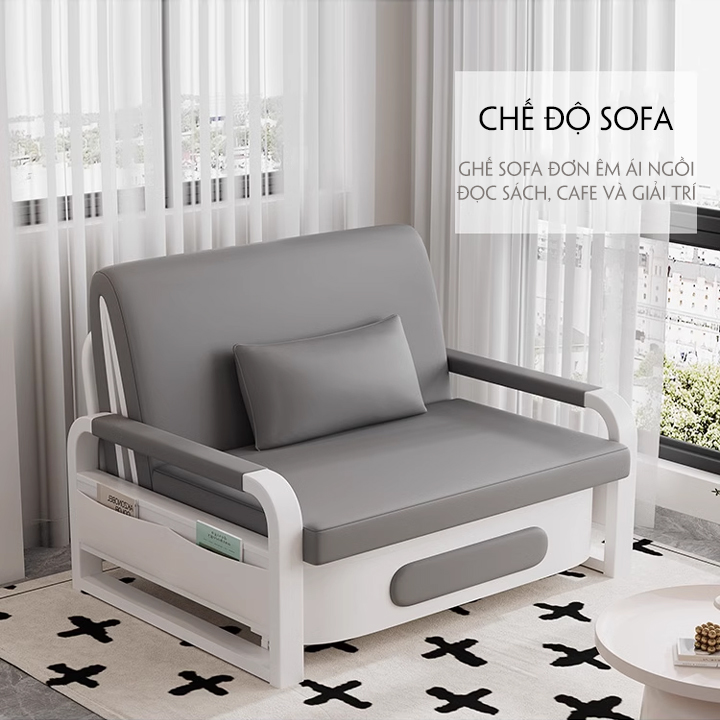 Giường gấp thành ghế thông minh , sofa giường có ngăn chứa đồ , vải nano cao cấp