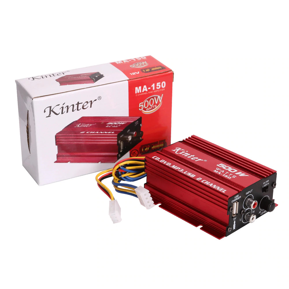 Bộ khuếch đại âm thanh mini 12V cho xe hơi Kinter MA-150 (đỏ)