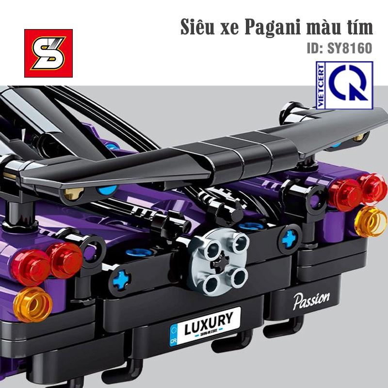 Đồ chơi lắp ráp Siêu xe Pagani màu tím - SY BLOCK  SY8160 (lên cót)-464 chi tiết