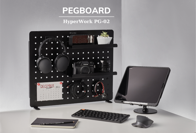 Hình ảnh Bảng treo đồ Pegboard kim loại kẹp bàn không cần khoan Hyperwork PG-02 (Tặng kèm 14 phụ kiện treo đồ) - Hàng Chính Hãng