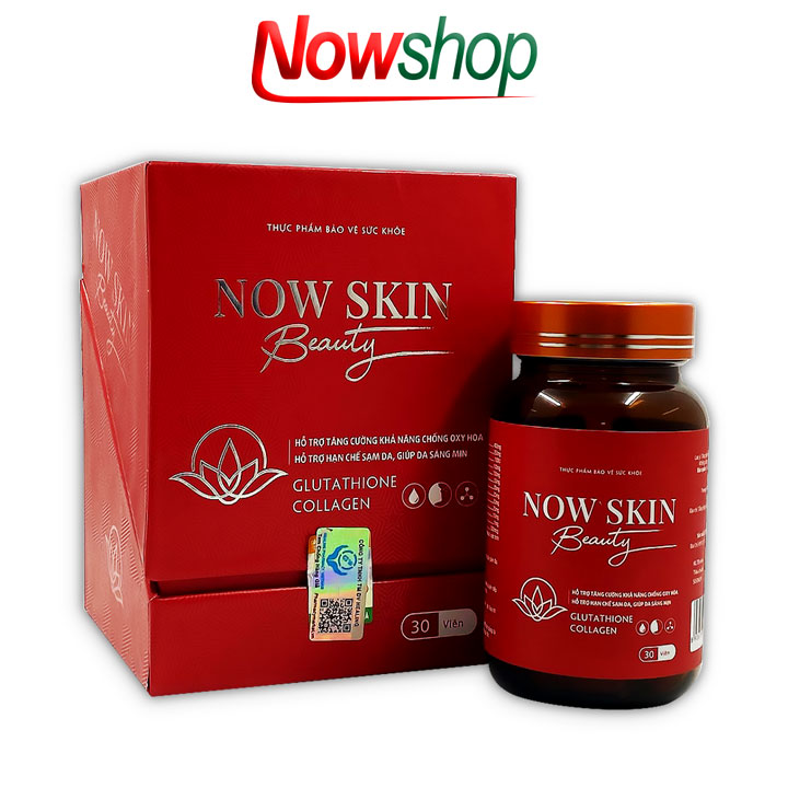 Viên uống trắng da Now Skin Beauty hỗ trợ làm đẹp giảm sạm nám tàn nhang nếp nhăn cải thiện nội tiết tố. Hộp 30 viên