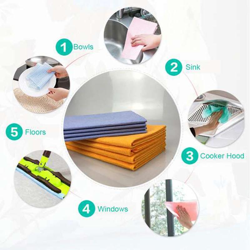 8Pcs Kitchen Towel Non-Woven Absorbent Dish Cloth Anti-Grease Washing Cleaning Rags for Home and Kitchen Car Wiper