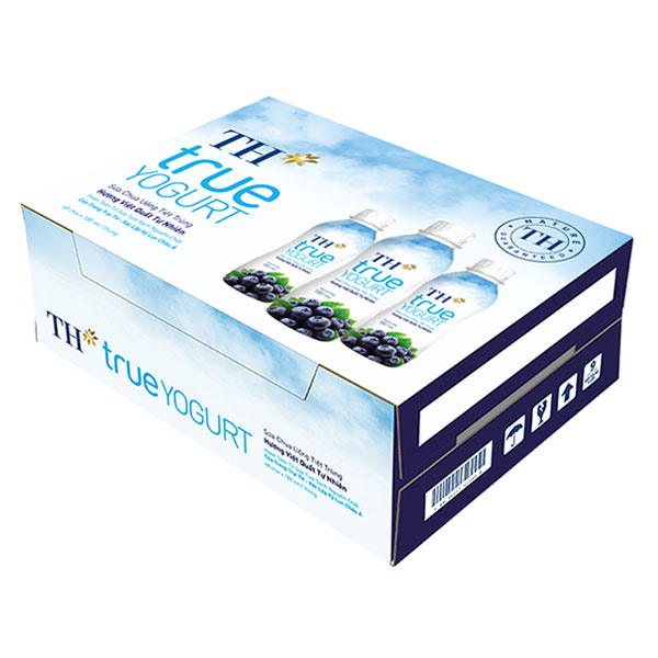 Thùng Sữa Chua Uống Tiệt Trùng Hương Việt Quất TH True Yogurt 180ml x 48 Chai