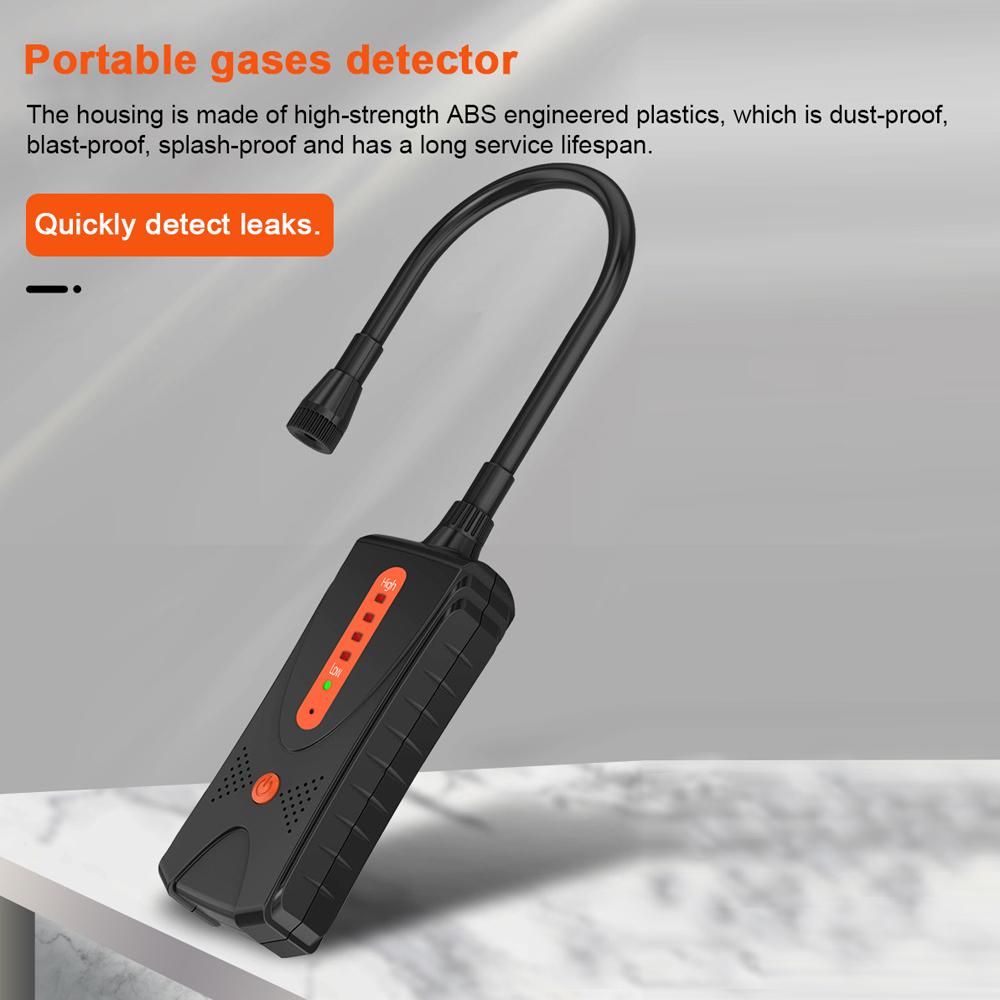 Handheld Combustible Gases Leak Detector Natural Gases Leakage Tester Portable PPM Meter Combustible Gases Detection Tool 4 Concentration Indicators with Sound and Light Alarm