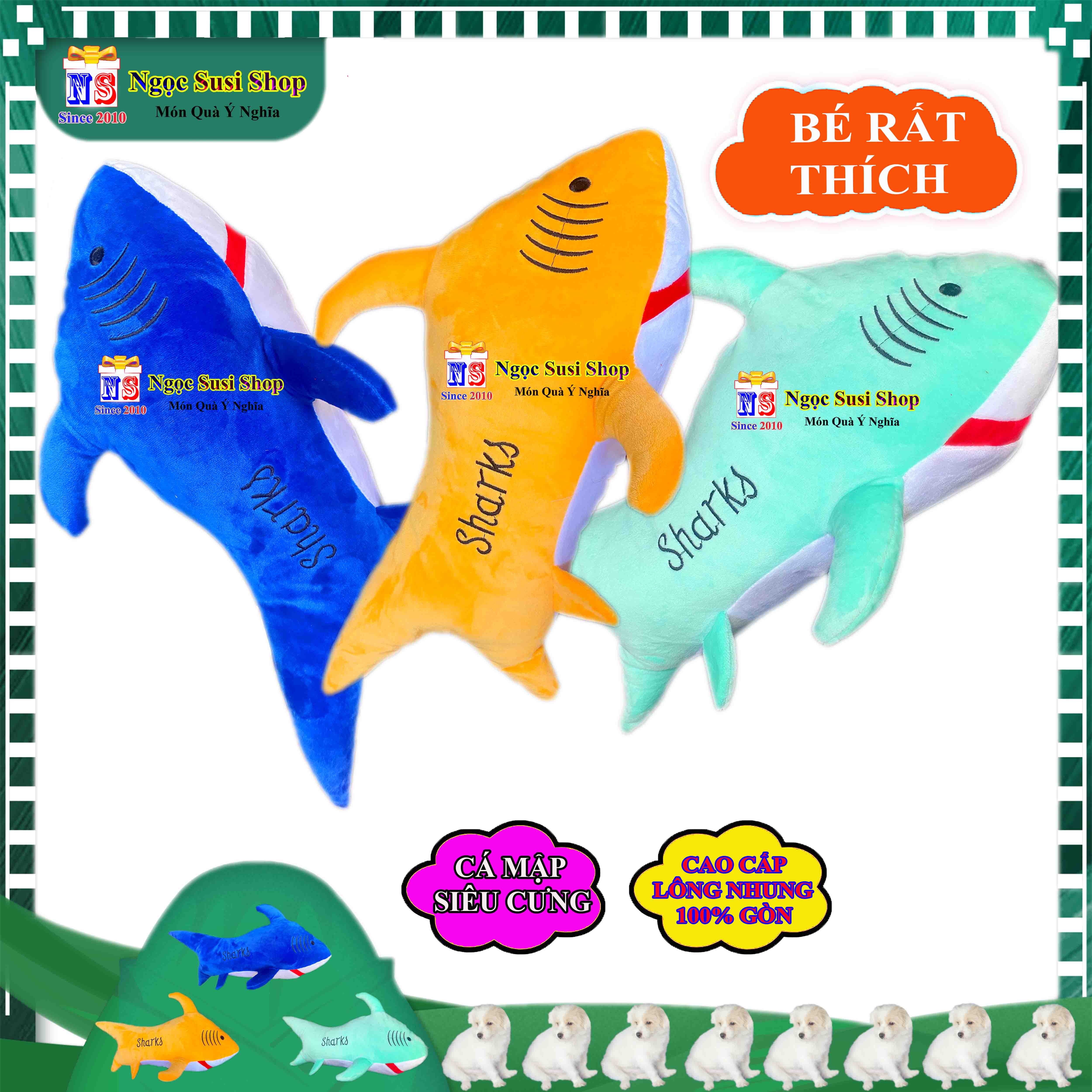 THÚ BÔNG CÁ MẬP BABY SHARK RẤT DỄ THƯƠNG CHO BÉ SIÊU THÍCH ÔM NGỦ SIZE 50CM - GIAO NGẪU NHIÊN MÀU