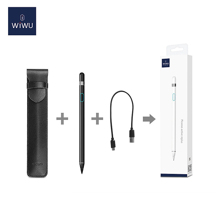 Bút cảm ứng WiWU Active Stylus thông minh dùng cho màn hình cảm ứng iPad / iPhone / Samsung Xiaomi Huawei Oppo Sony LG Đính kèm túi đựng bút (cảm ứng siêu mượt mà, dung lượng pin cao, thiết kế thời trang) - Hàng Chính Hãng