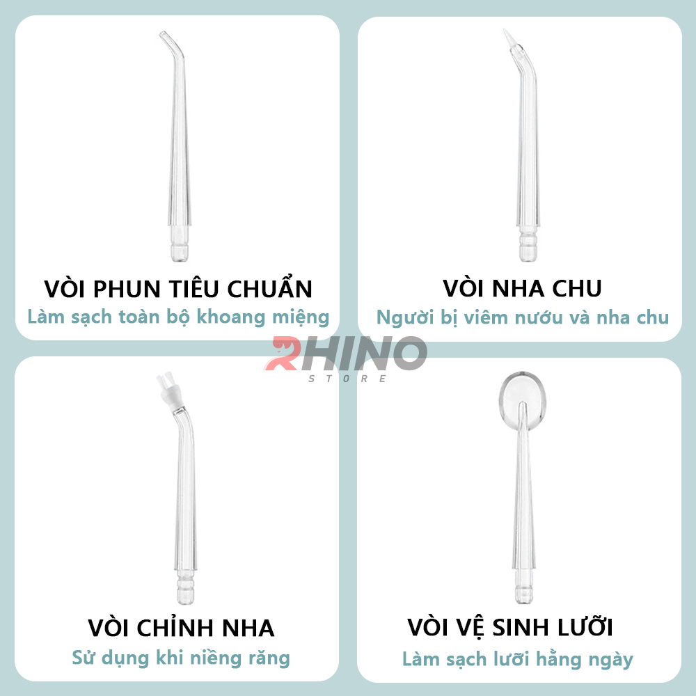 Máy tăm nước rửa răng thông minh Rhino T101 220ml xịt nước chăm sóc răng miệng cầm tay, 3 chế độ có thể sạc - Hàng chính hãng