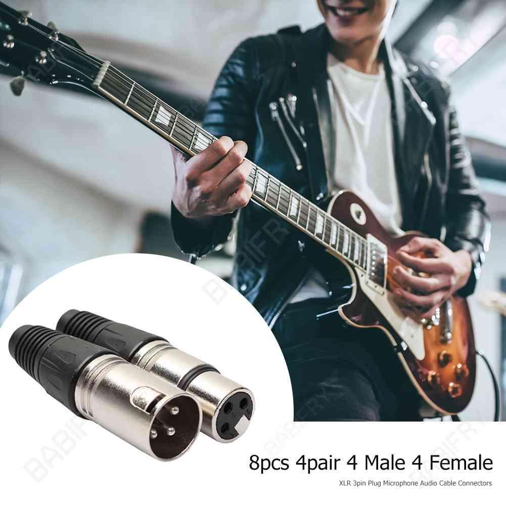 Set 8 Đầu Nối Dây Cáp Âm Thanh Micro 4 Đầu Đực 4 Cái XLR 3Pin