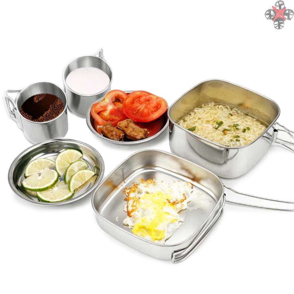 Set 6 Dụng Cụ Nấu Ăn Bằng Thép Không Gỉ Cho 1-2 Người