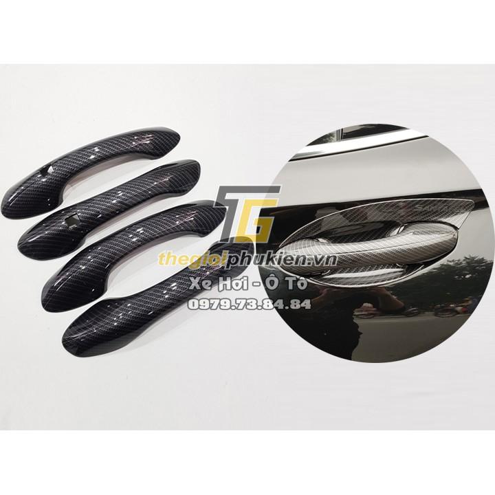 Combo bộ ốp tay nắm cửa vân Carbon và hõm cửa 3M xe Hyundai Santafe 2019-2020