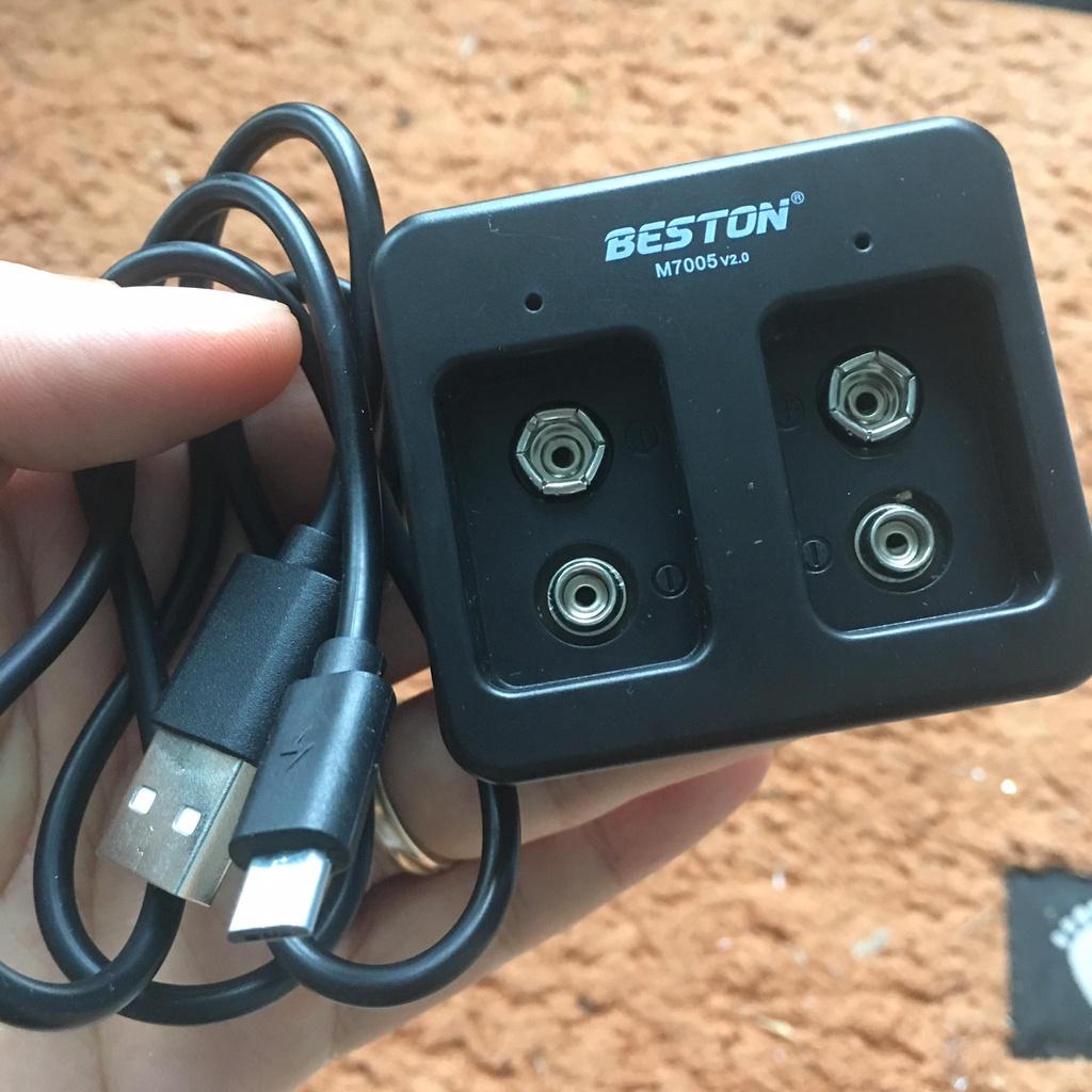 Pin sạc 9V Beston Li-Ion dung lượng cao, bộ sạc pin vuông dùng cho micro, đồng hồ vạn năng, chuông báo động, đồ chơi