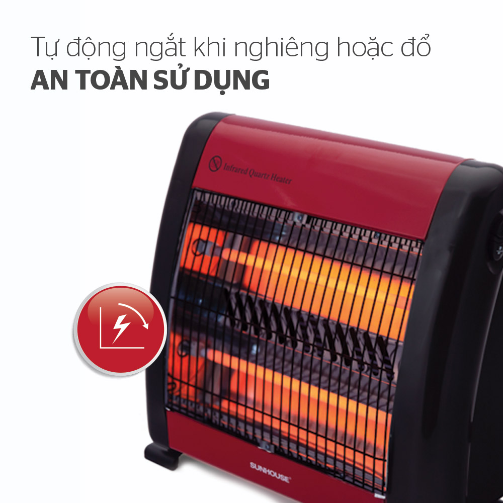 Sưởi Điện Hồng Ngoại Sunhouse SHD7013 (800W) - Đen Đỏ - Hàng Chính Hãng