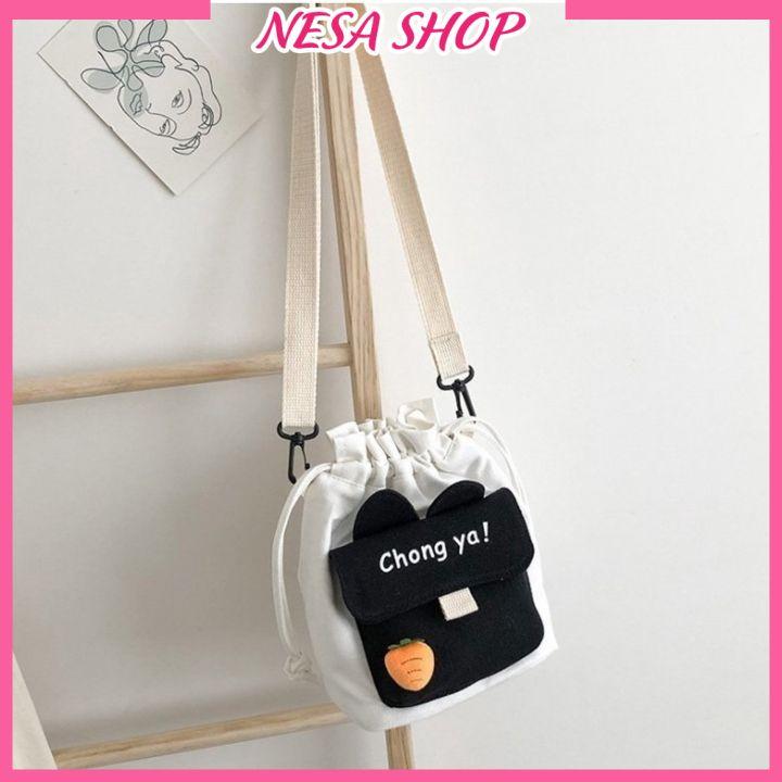 Túi đeo chéo nữ ChongYa vải canvas dây rút lạ mắt, Túi đeo chéo mini đeo đi chơi, đi du lịch NeSa Shop