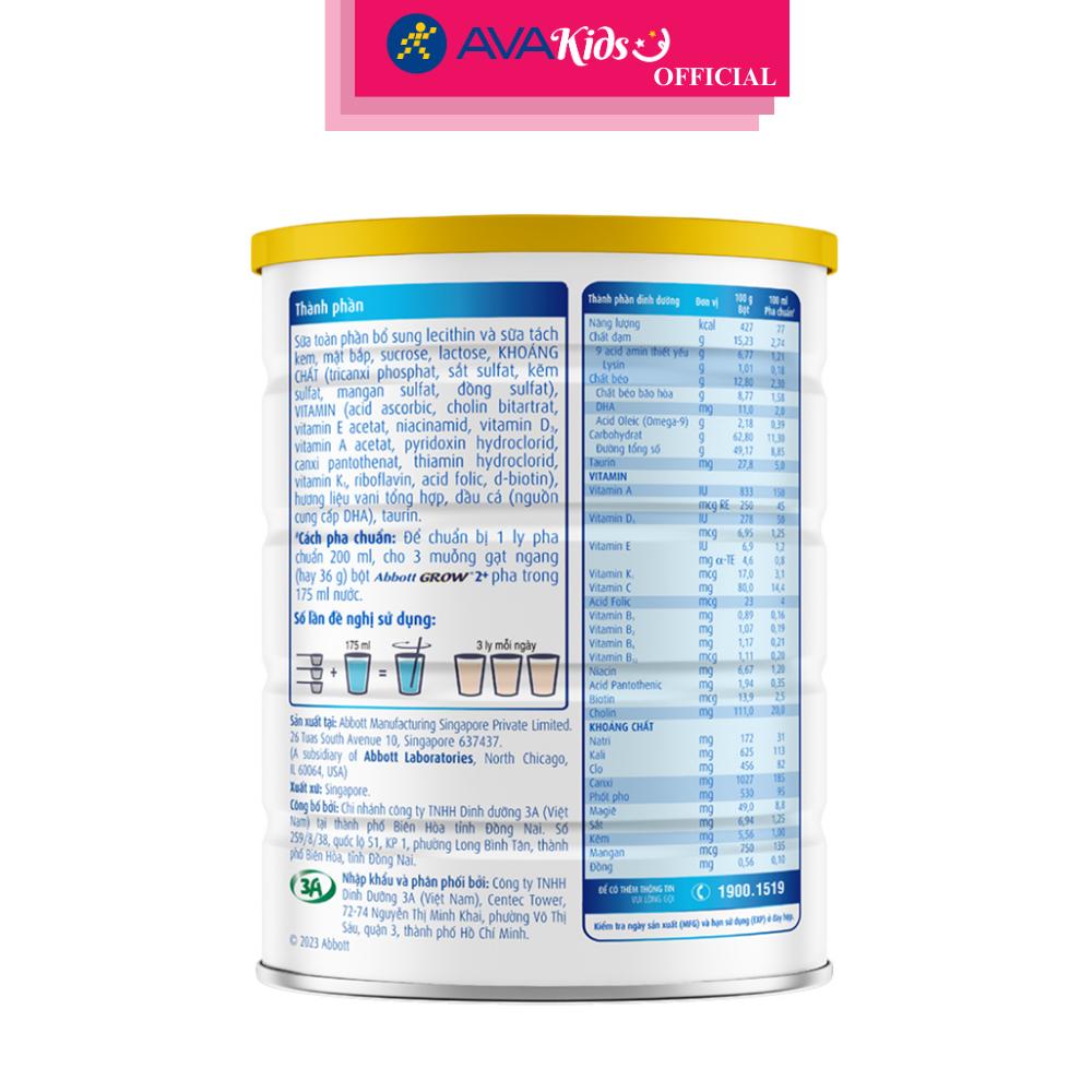 Sữa bột Abbott Grow 2+ hương vani 850g (từ 2 tuổi)