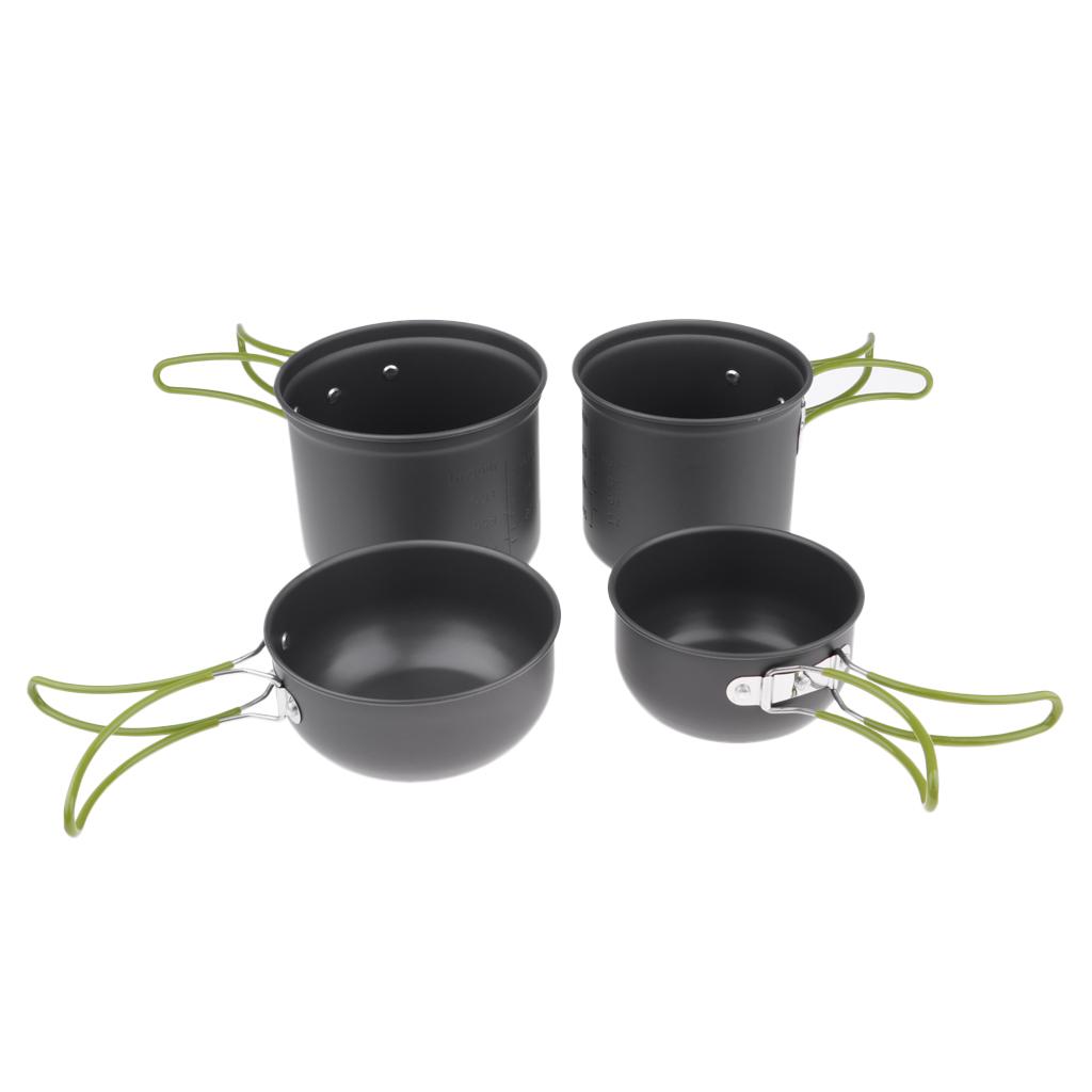 Cookware Travel Outdoor Camping Cooking Picnic Hiking Bowl Pot Pan Set of 4