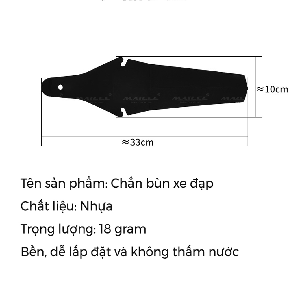 Hình ảnh Tấm Chắn Bùn Xe Đạp Sau Gắn Nhanh AS-01 dài 33cm, chống bắn bẩn gắn dưới yên xe đạp - Mai Lee