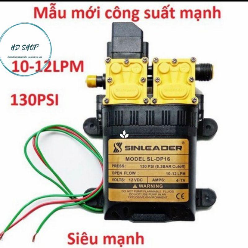 Máy bơm đôi 12v 24v 220v tăng áp hồi lưu tự ngắt Sinleader DP16 phun thuoc