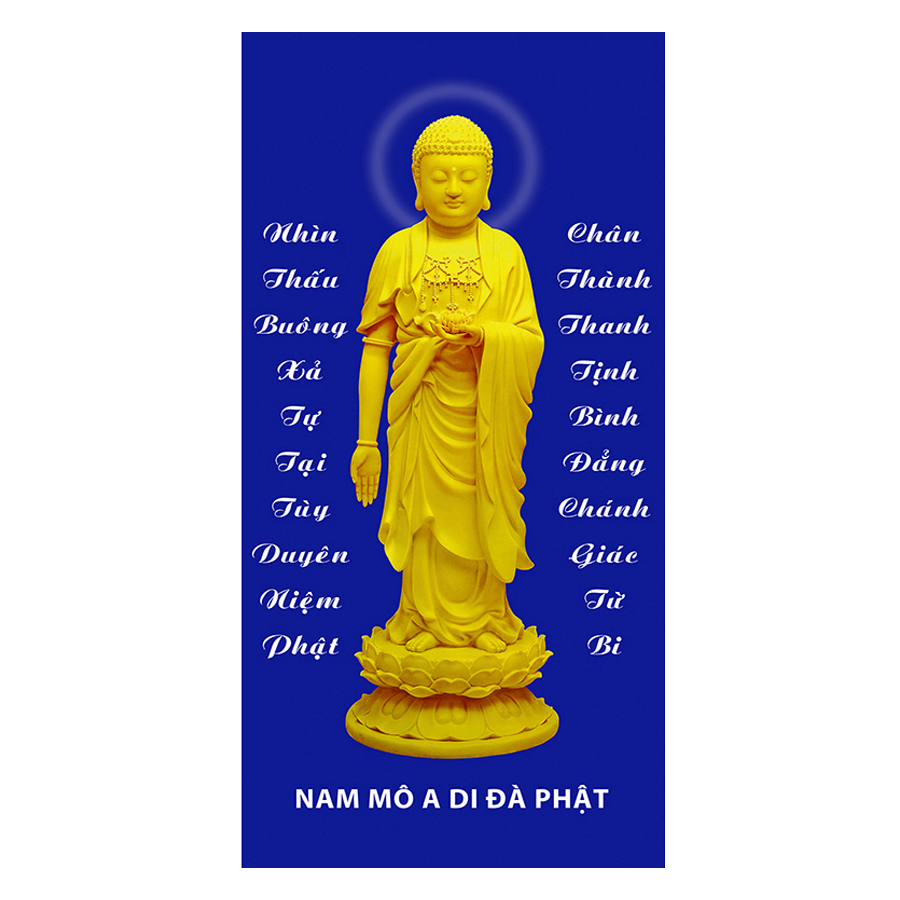 Tranh gỗ treo tường trang trí nhà cửa, không gian thờ cúng mẫu tam thánh, phật adida tượng vàng, Tranh Nội Thất Phật A Di Đà HPV-133