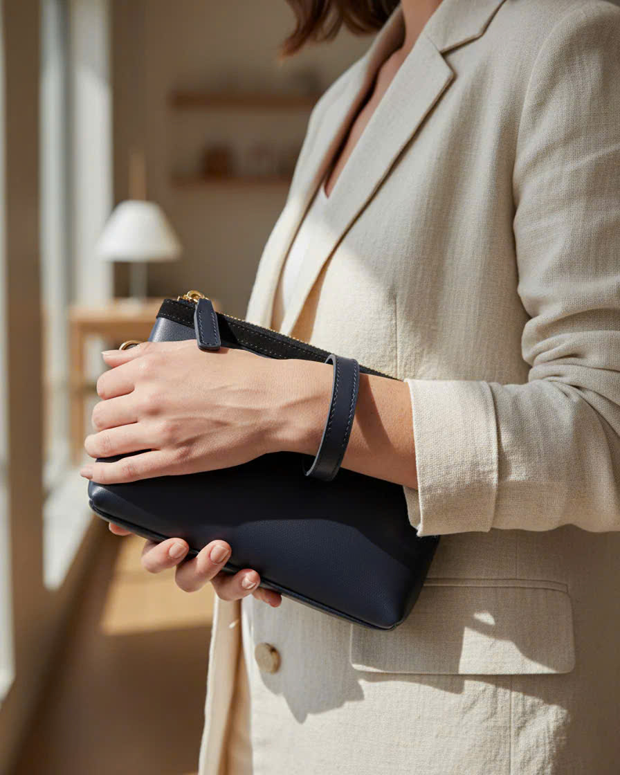 Ví Cấm Tay Da Bò Ý, Ví Cầm Tay Đa Năng Clutch thời trang thiết kế Hity ACC001