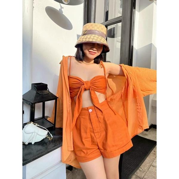 Sét 3 món đùi áo trong có mút ngực cột nơ cực sexy