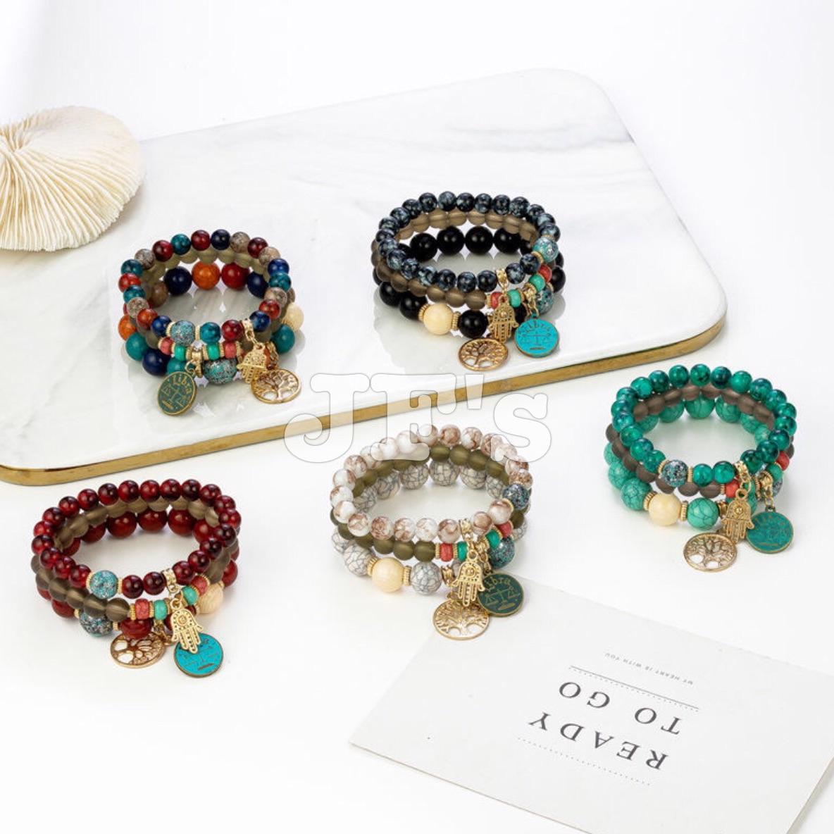 Vòng đeo tay unisex cho nam và nữ, vòng tay bohemian mặt cân cũ và cây sự sống