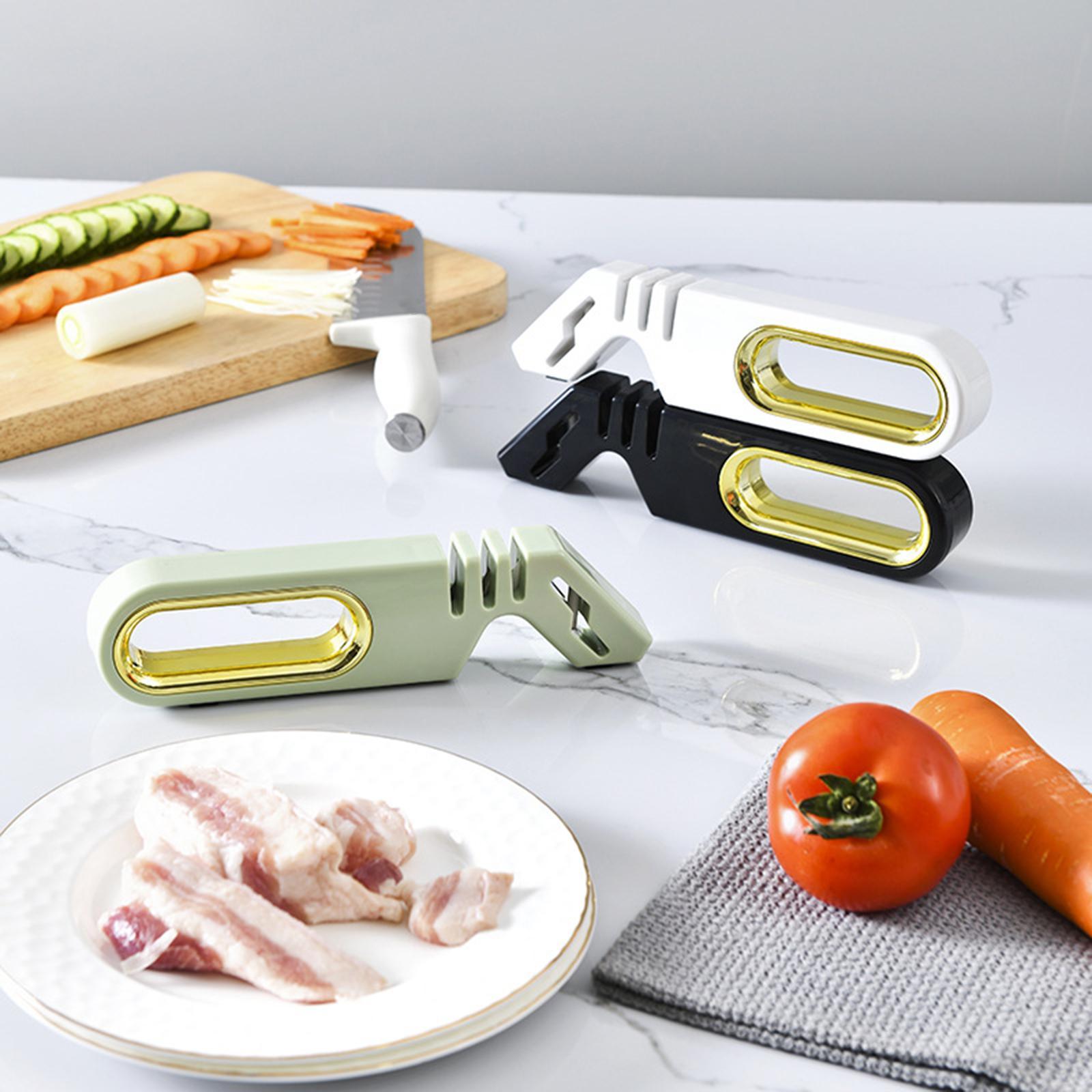 4 in 1 Knife Sharpener with Scissors Sharpening, Premium Polish Blades, Kitchen Knife Sharpener for Ceramic and Steel Knives, Scissors