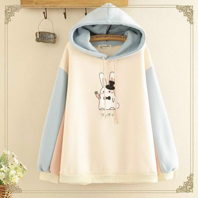 Áo khoác hoodies form rộng có mũ con thỏ cực đẹp , hot 2021 THỜI TRANG MỚI KINGSHOP79