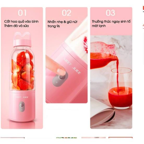 Máy Xay Sinh Tố Đa Năng Cầm Tay Meet Juice - Xay cực nhanh 9s, cao cấp, an toàn