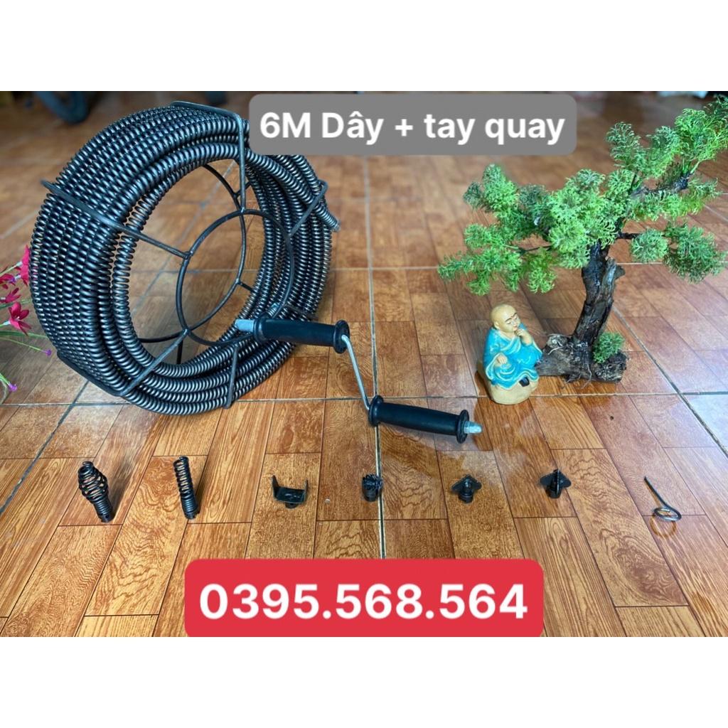 Siêu combo dây thông cống 6 M + 6 đầu thông + tay quay