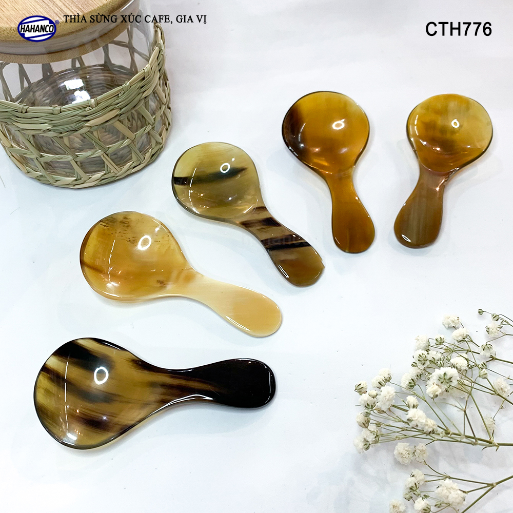 Thìa Xúc Gia Vị Đồ Khô Bằng Sừng HAHANCO Size Nhỏ 9cm_01 Chiếc