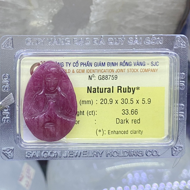 Tượng Đức Mẹ Đá Ruby Kiểm Định Tự Nhiên Phong Thuỷ