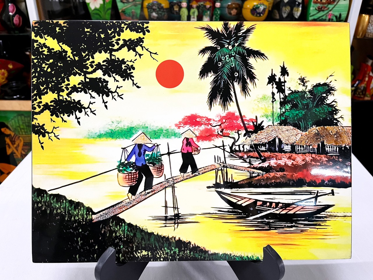 Tranh sơn mài - ĐỒNG QUÊ VIỆT NAM -Hàng xuất khẩu size 30x40 cm