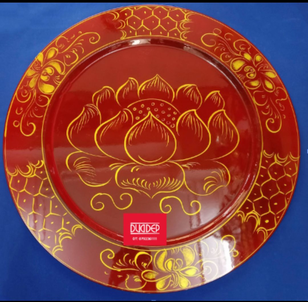 Mâm gỗ sơn mài vẽ sen ĐK 55CM,50CM
