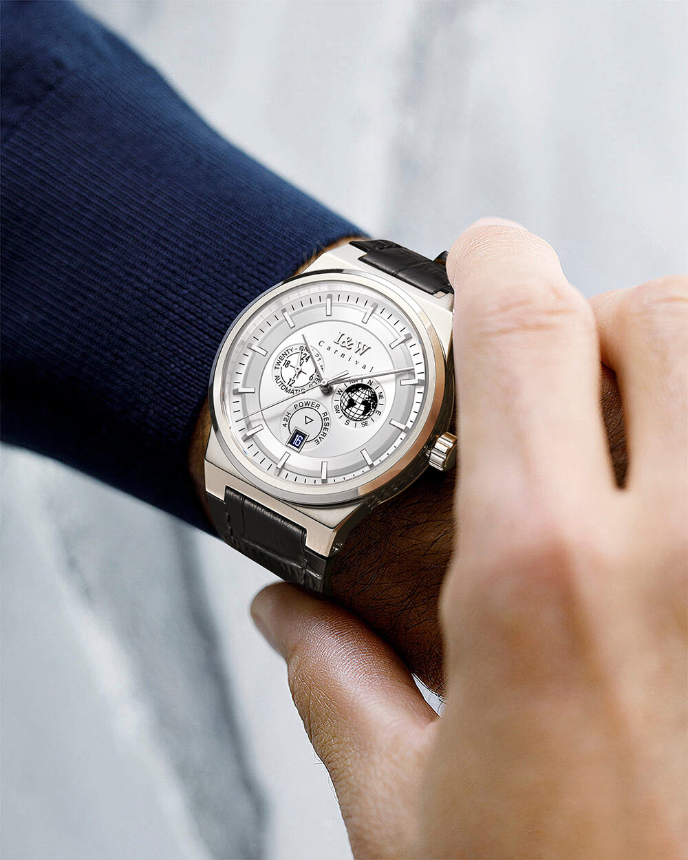 Đồng hồ nam chính hãng IW Carnival IW782G-2 ,kính sapphire,chống xước,chống nước 50m,Bh 24 tháng,máy cơ (automatic)
