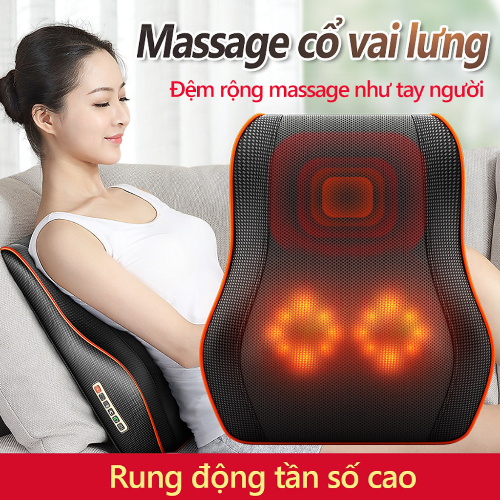 Gối Massage Cổ Vai Gáy Cao Cấp Thế Hệ Mới, Máy Massage Hồng Ngoại 20 bi Đa Chức Năng, Giảm Nhức Mỏi Toàn Thân Hiệu Quả