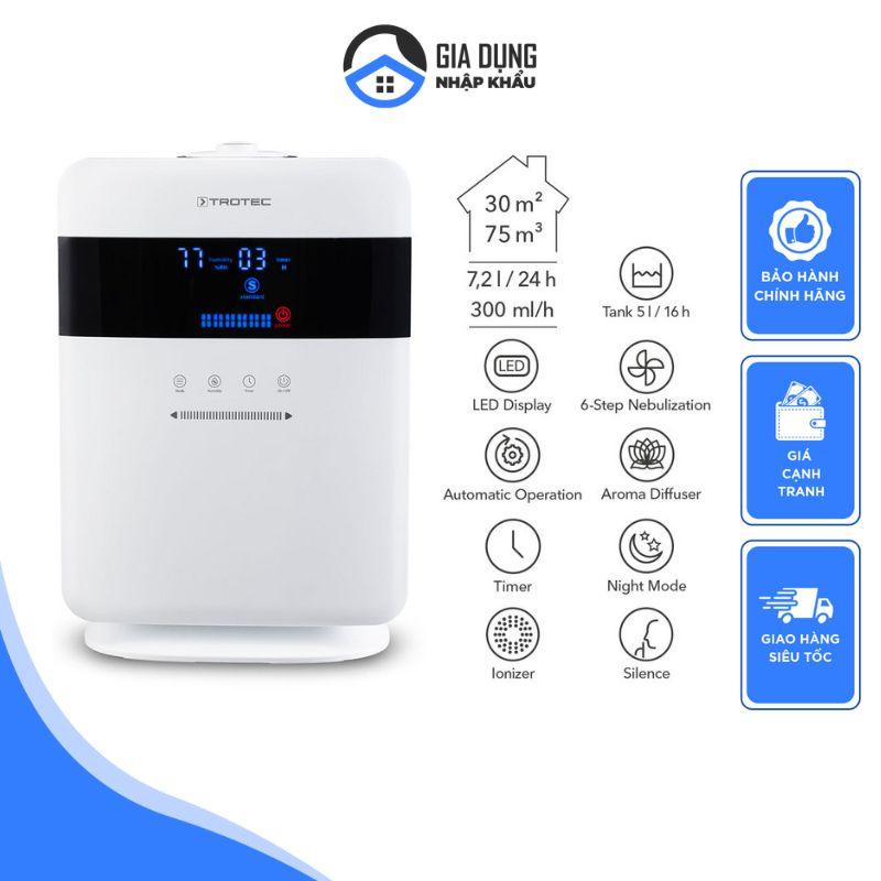 Máy Tạo Ẩm Và Khuyếch Tán Tinh Dầu Trotec B6E, Máy Xông Tinh Dầu, Máy Phun Sương, Lọc Khí Cho Phòng 30m2, Nhập Đức
