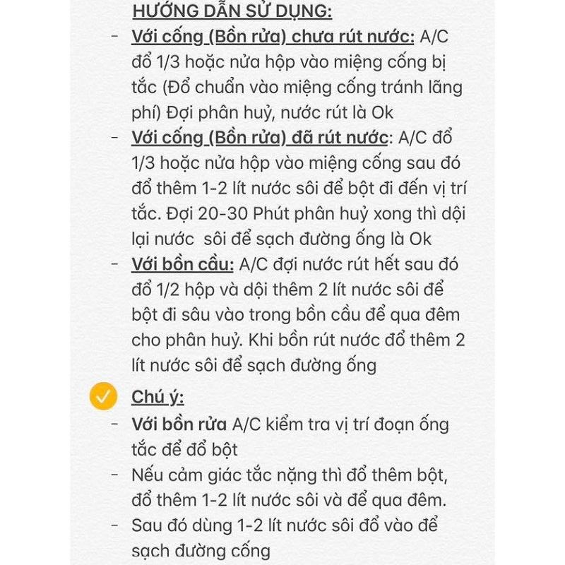 Bột Thông Tắc Đường Ống Thần Thánh Cực Mạnh, Loại Lớn - Bột Thông Tắc Bồn Cầu ,Bồn Rửa Bát, Đường Ống Thoát Nước
