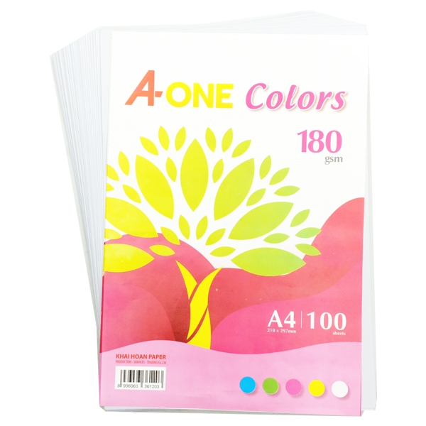 Giấy Màu Bìa Thái A-One A4 180gsm - Mẫu 4 - Màu Trắng