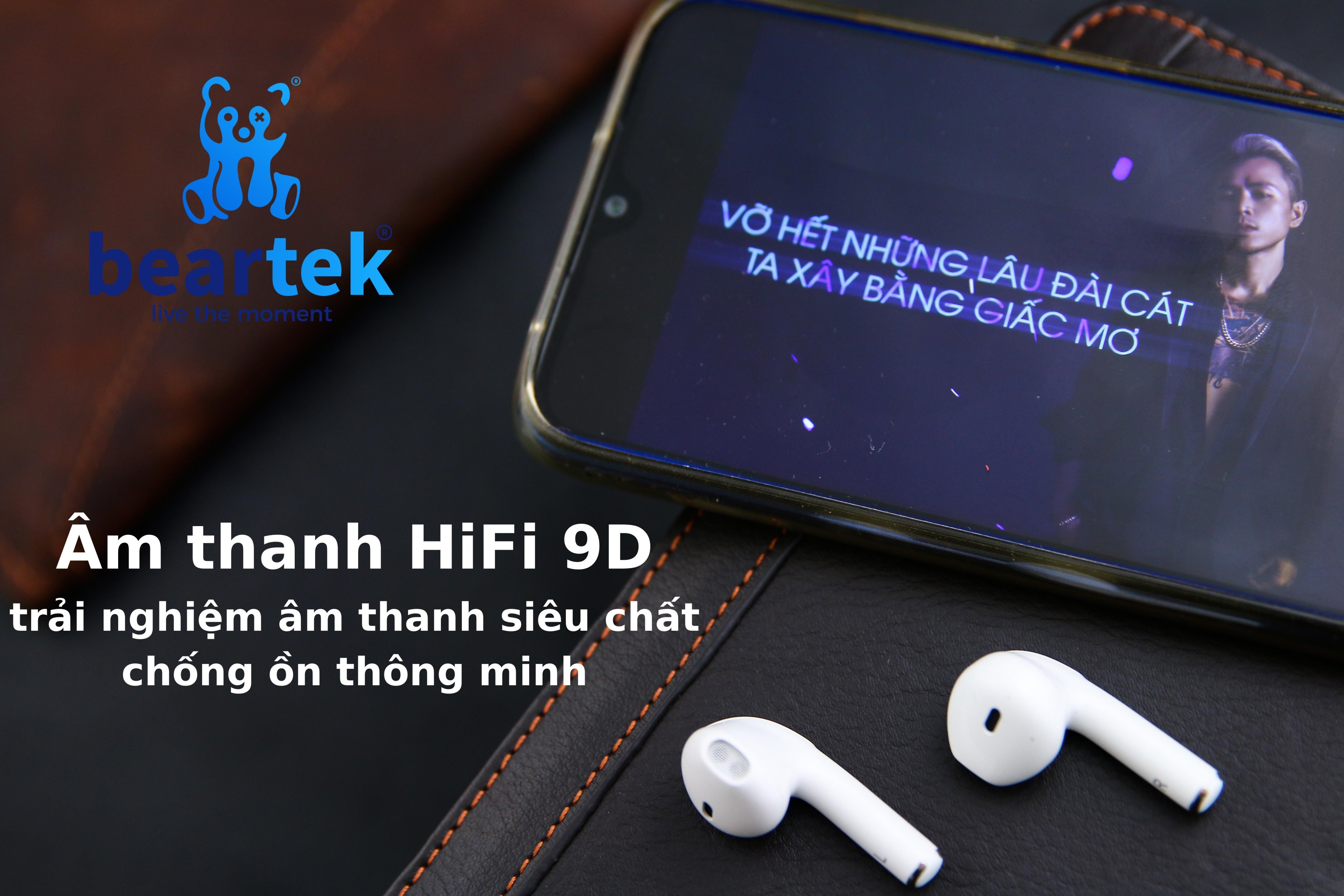 Tai nghe Bluetooth Beartek Bearpods B68 True Wireless có định vị, đổi tên, chạm cảm ứng- Hàng chính hãng