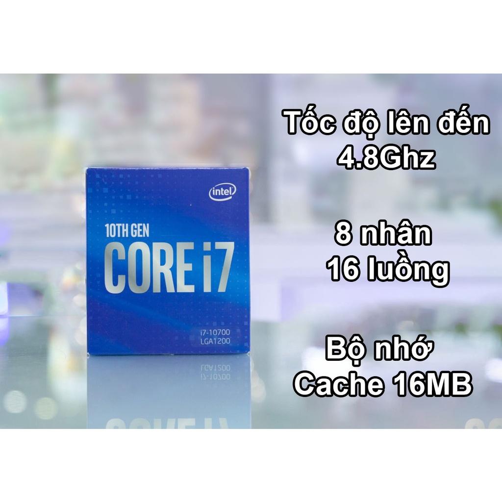 CPU INTEL Core i7-10700 (8C/16T, 2.90 GHz Up to 4.80 GHz, 16MB) - 1200 - Hàng Chính Hãng