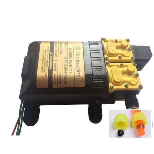 Máy bơm nước đôi mini 12v phun sương, rửa xe áp lực cao tự ngắt