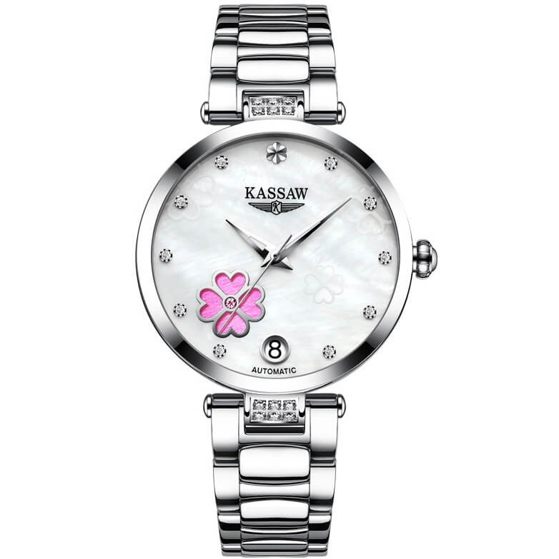 Đồng hồ nữ chính hãng KASSAW K982-2 ,Fullbox, Kính sapphire ,chống xước,chống nước,mặt trắng vỏ trắng, thép không gỉ 316L, Mới 100%,Bảo hành 24 tháng,thiết kế đơn giản,trẻ trung và sang trọng