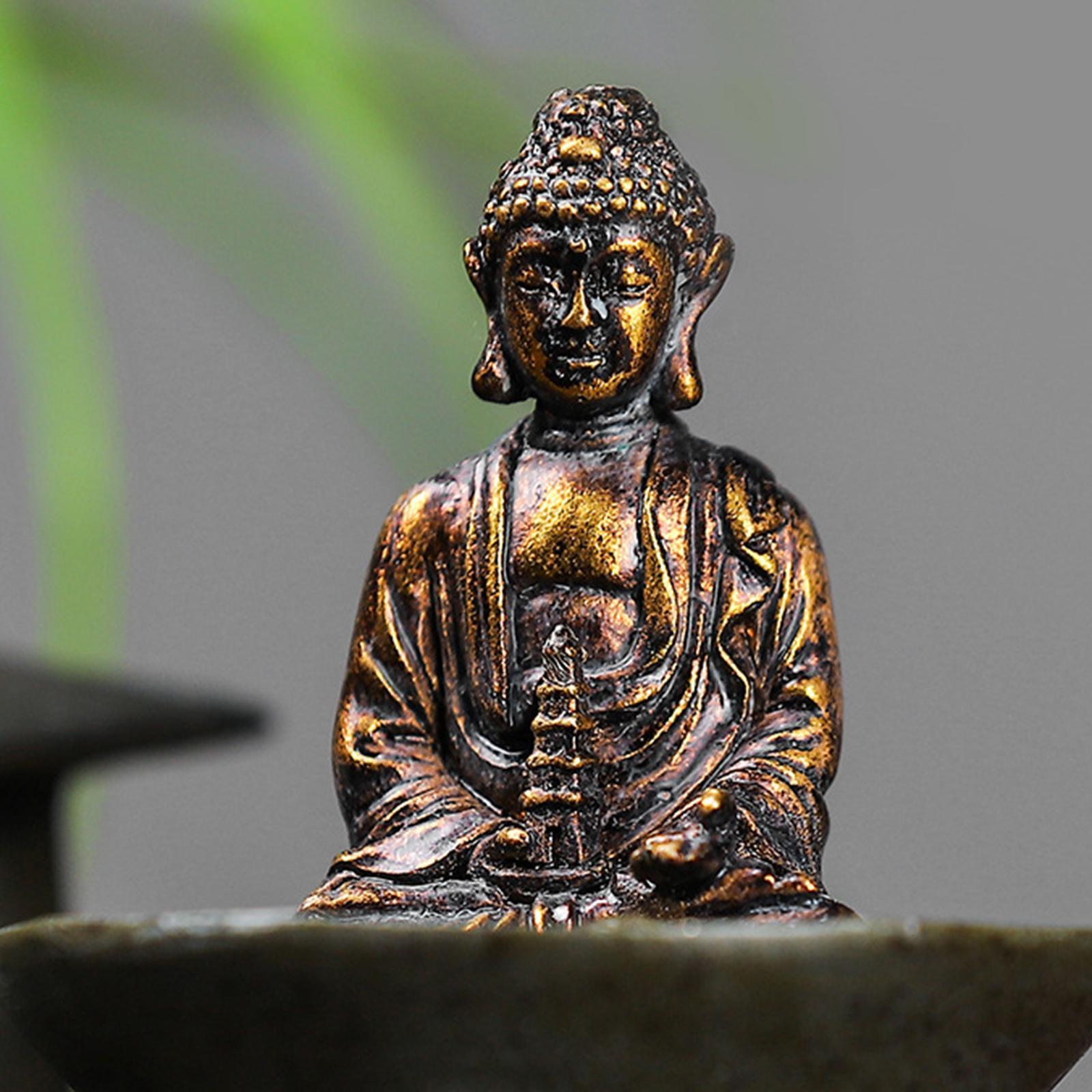 Buddha Statue Incense Stick Holder Figurine Sculpture for TV Cabinet Desktop