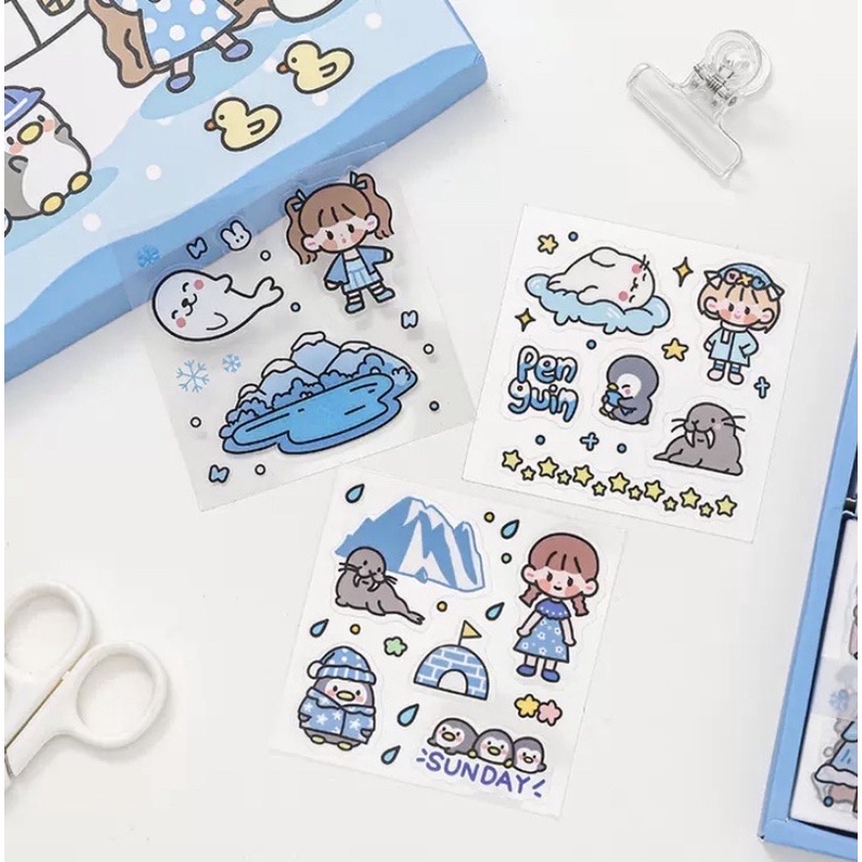 Sticker hộp 100 tấm cute Polar World