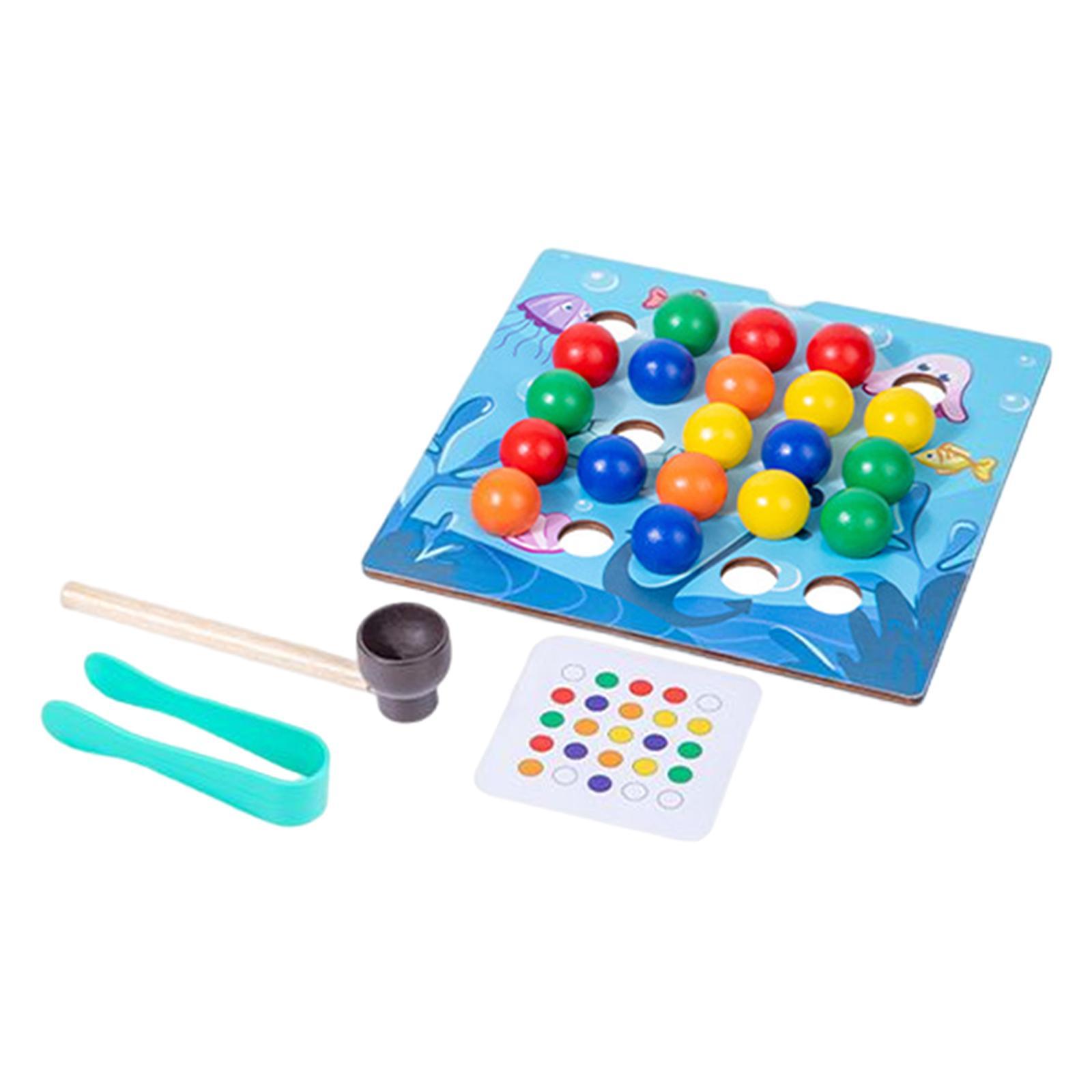 Wooden Puzzle Sorting Stacking color Sorting Matching Fine Motor Skill Learning Toy Clip Beads Game for Role Play Activity Indoor Gift