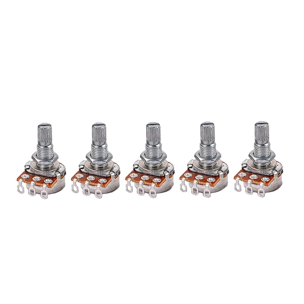 5 Pieces Long Shaft Guitar Potentiometer Pot for Musical Instrument Parts